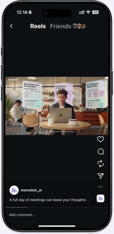 
Ansicht der Memoket App – Meeting-Zusammenfassung