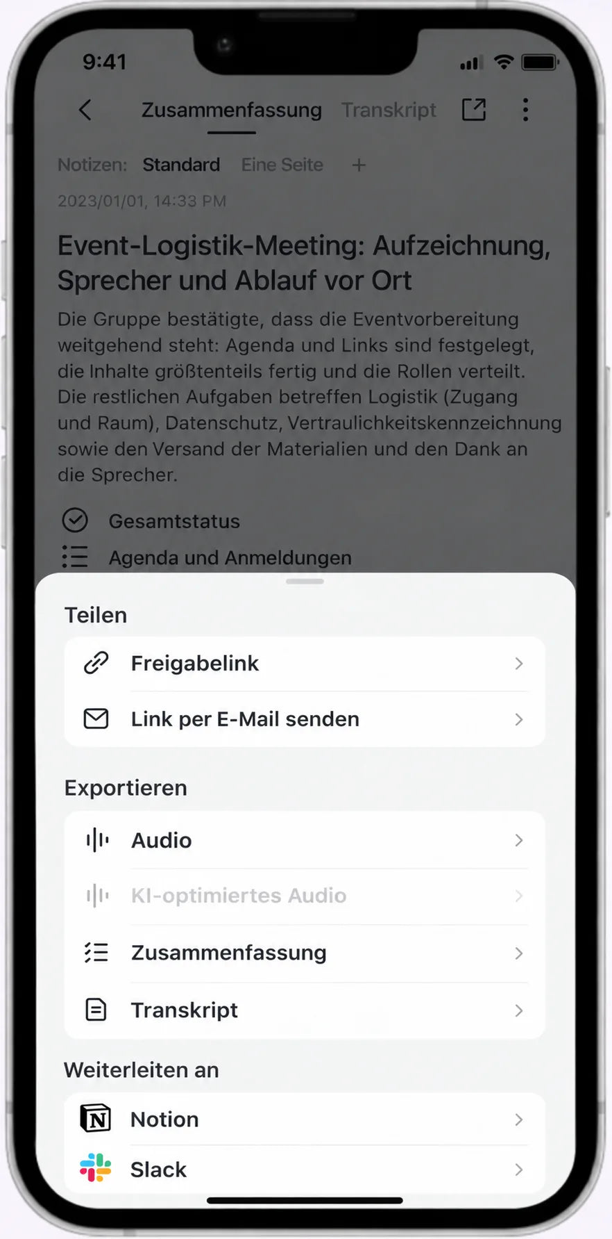 Zusammenfassung an Slack gesendet