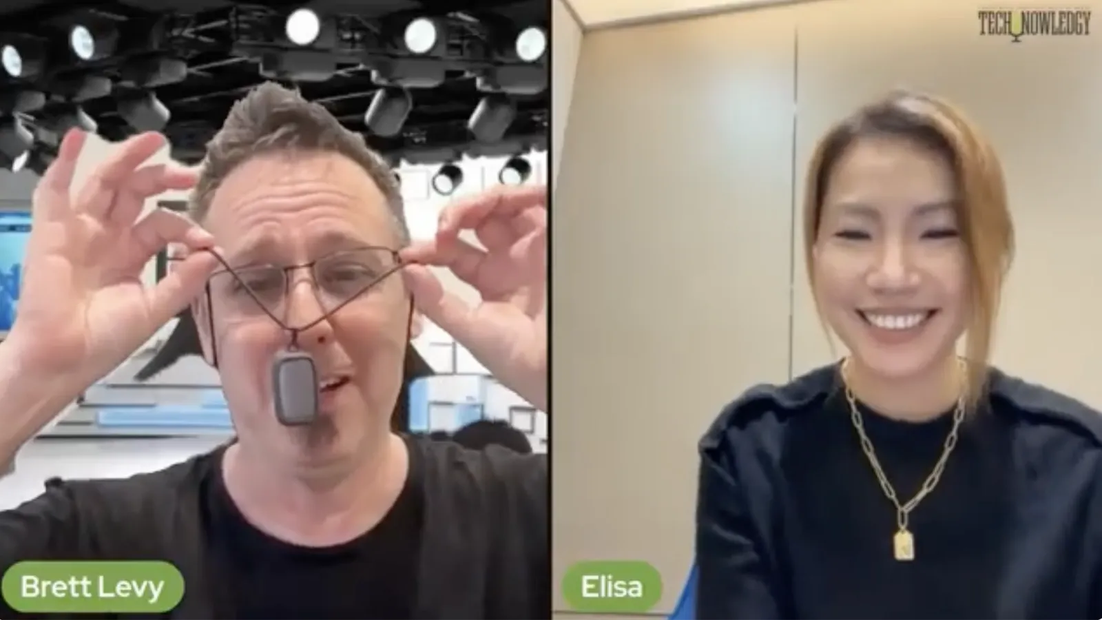 Screenshot eines Videogesprächs zwischen Brett Levy und Elisa Lu mit eingeblendeten Namen.