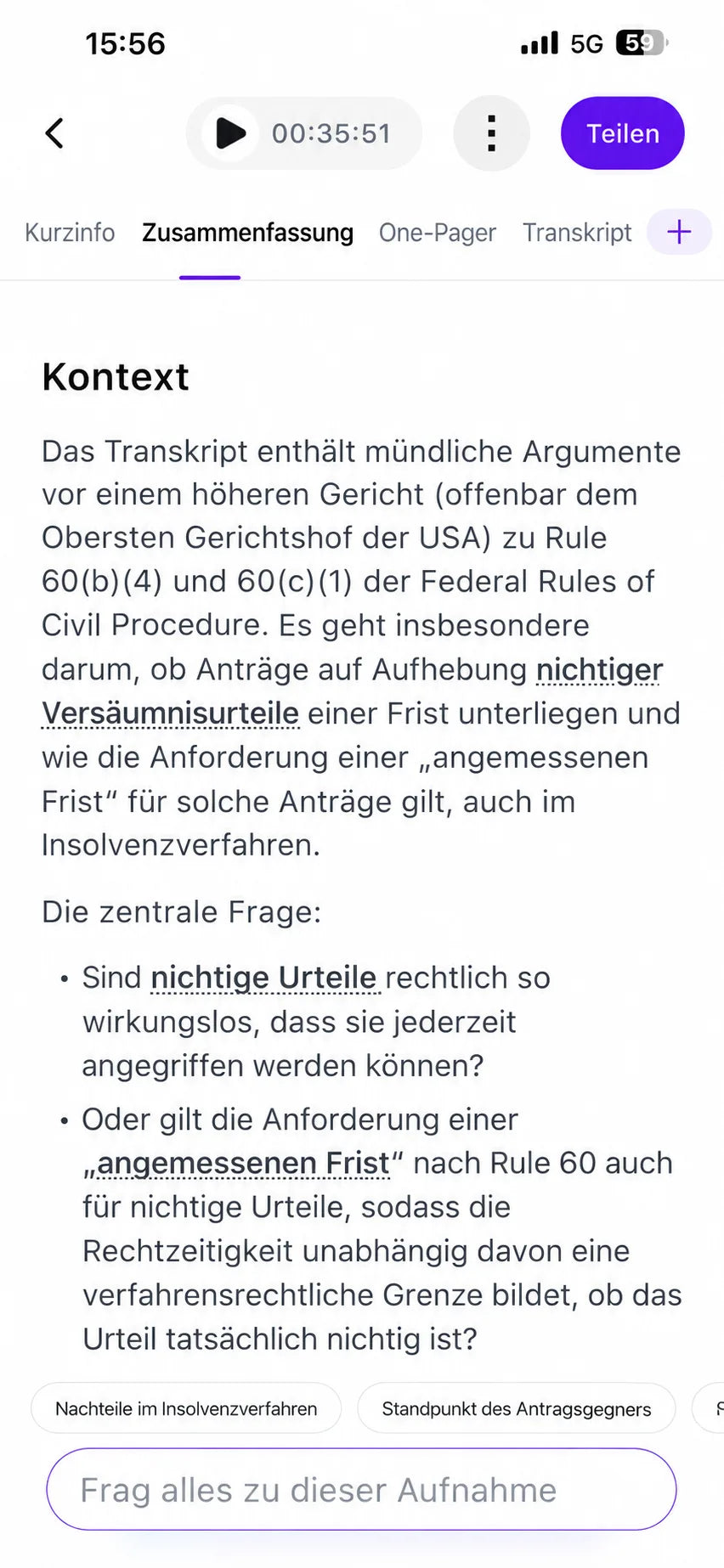 KI-Zusammenfassung in Memoket öffnen